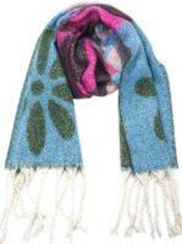 Trendy Dames Sjaal met Bloemendessin – Lichtblauw, Roze & Olijfgroen 14