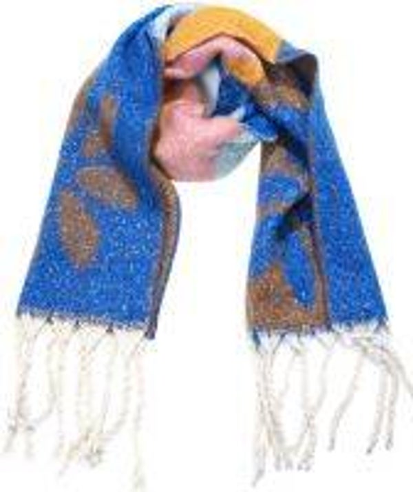 Zachte Multicolor Najaars Sjaal – Blauw & Aardetinten (190 x 40 cm) 15