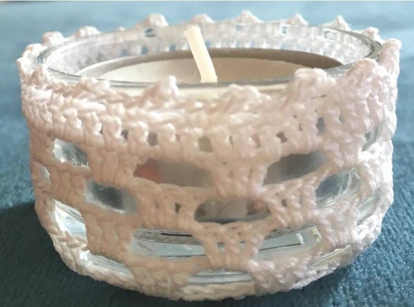 Waxinelichtje gehaakt