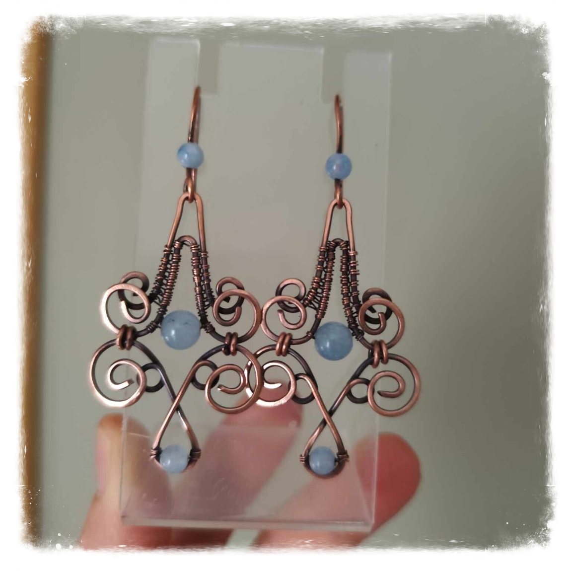 Vintage aquamarin cooper earrings