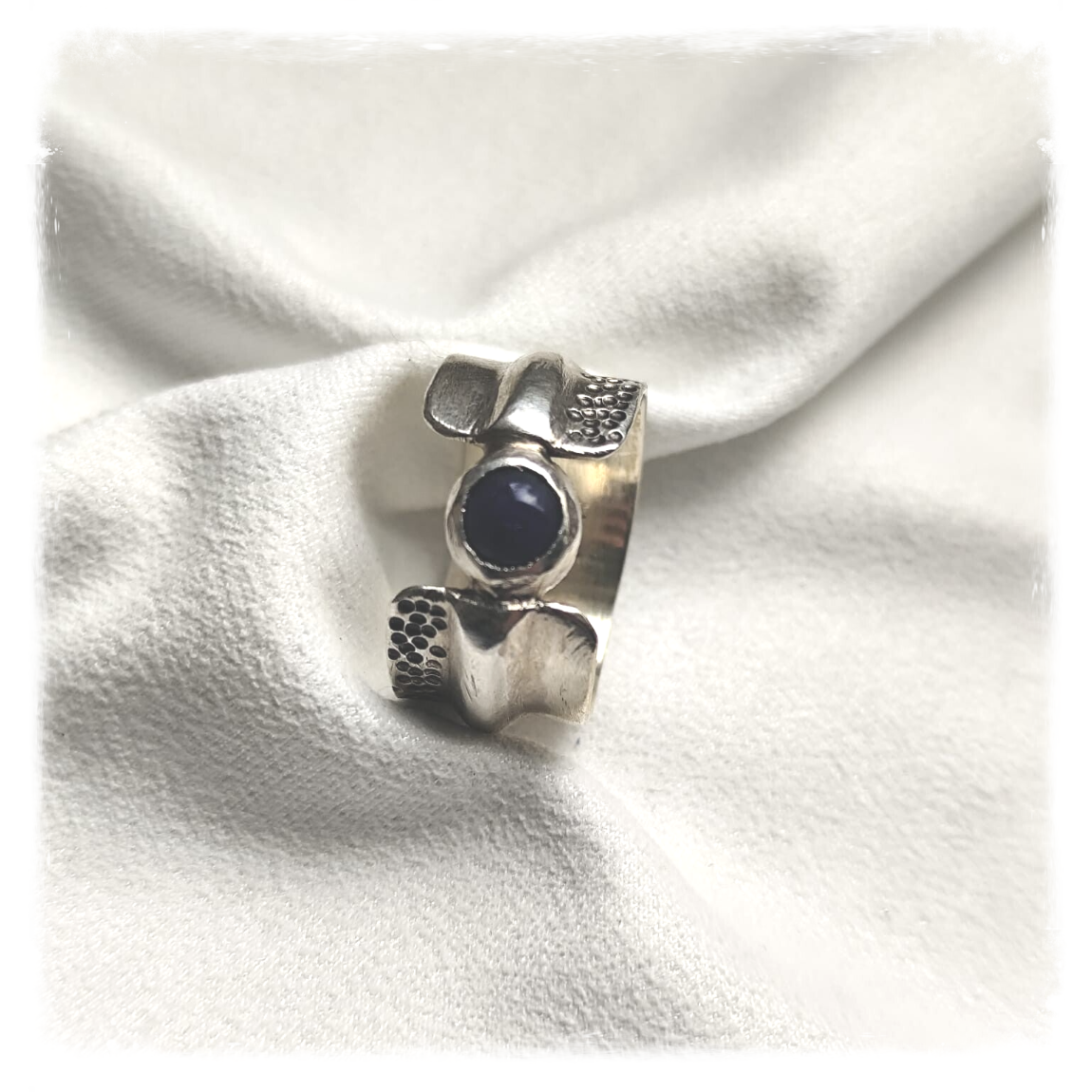 Handmade 925 Sterling Silver Ring with Natural Lapis Lazuli Stone