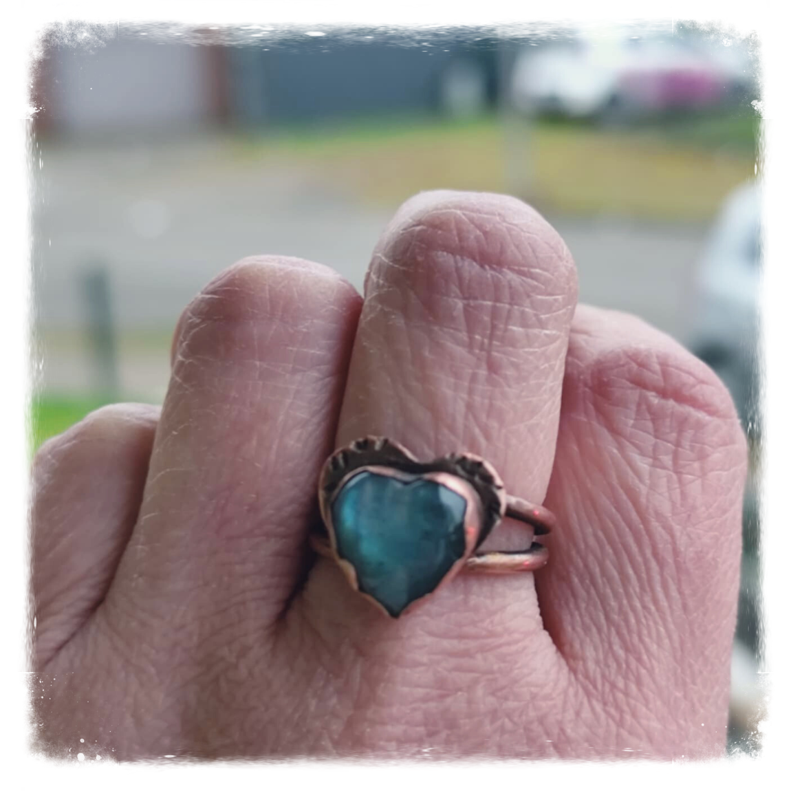 Labradorit Copper heart Ring