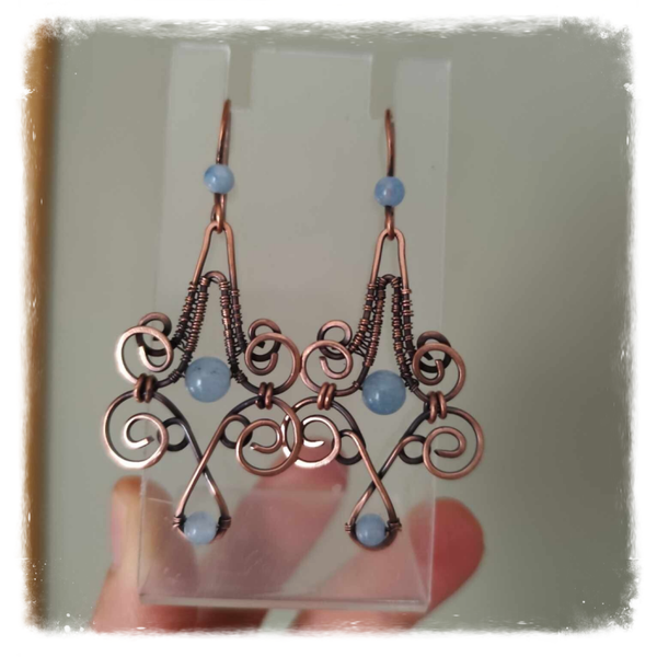 Vintage aquamarin cooper earrings