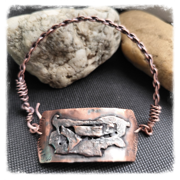Men's Copper bracelet with symbol/map of Bulgaria