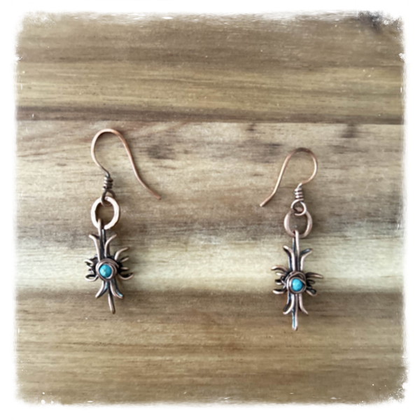 Handmade turquosie copper earrings