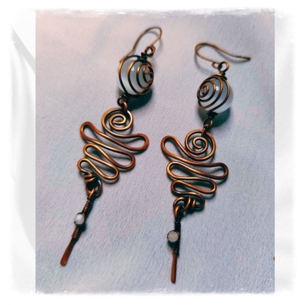 Handmade selenit cooper earrings