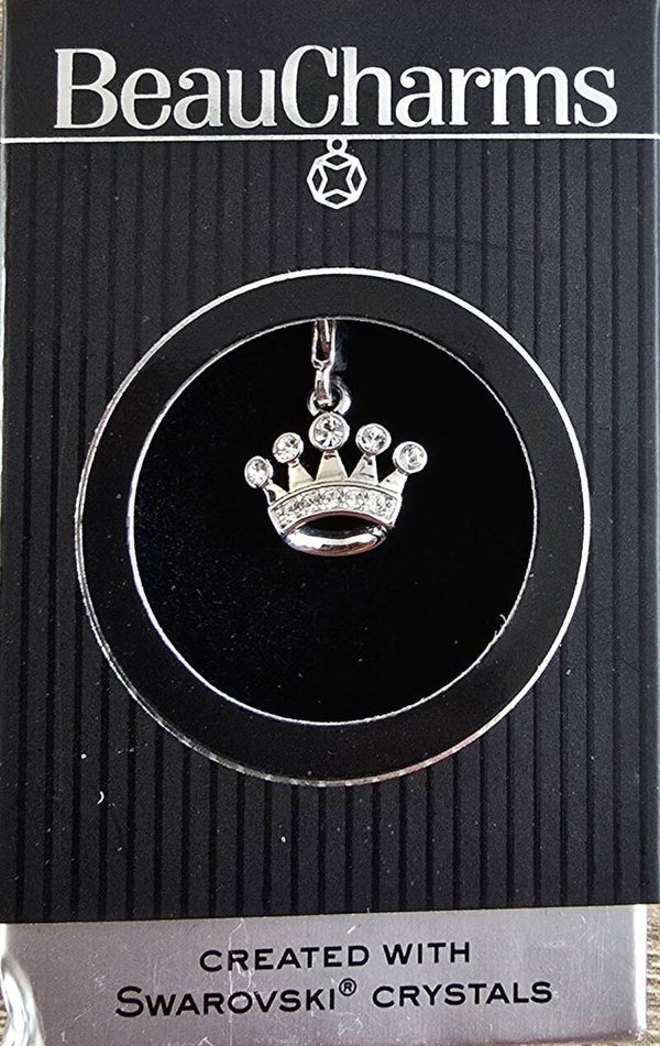 bedel hanger in de vorm van een kroon ingelegd met swarovski.