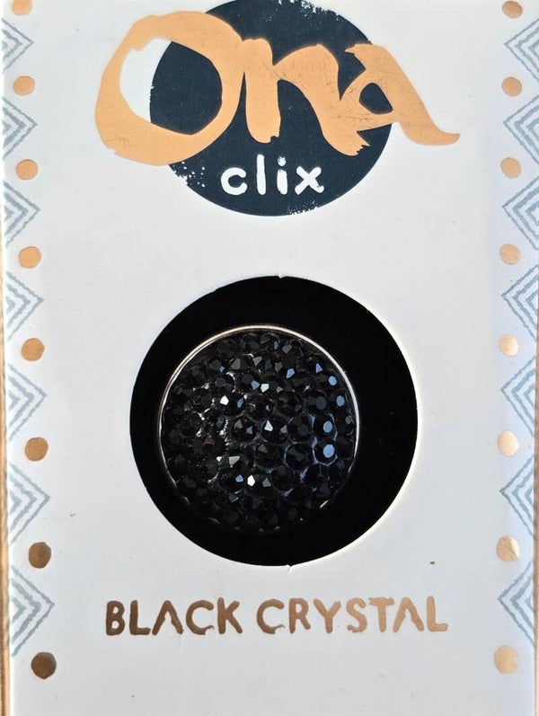 Druk knoop black crystal.