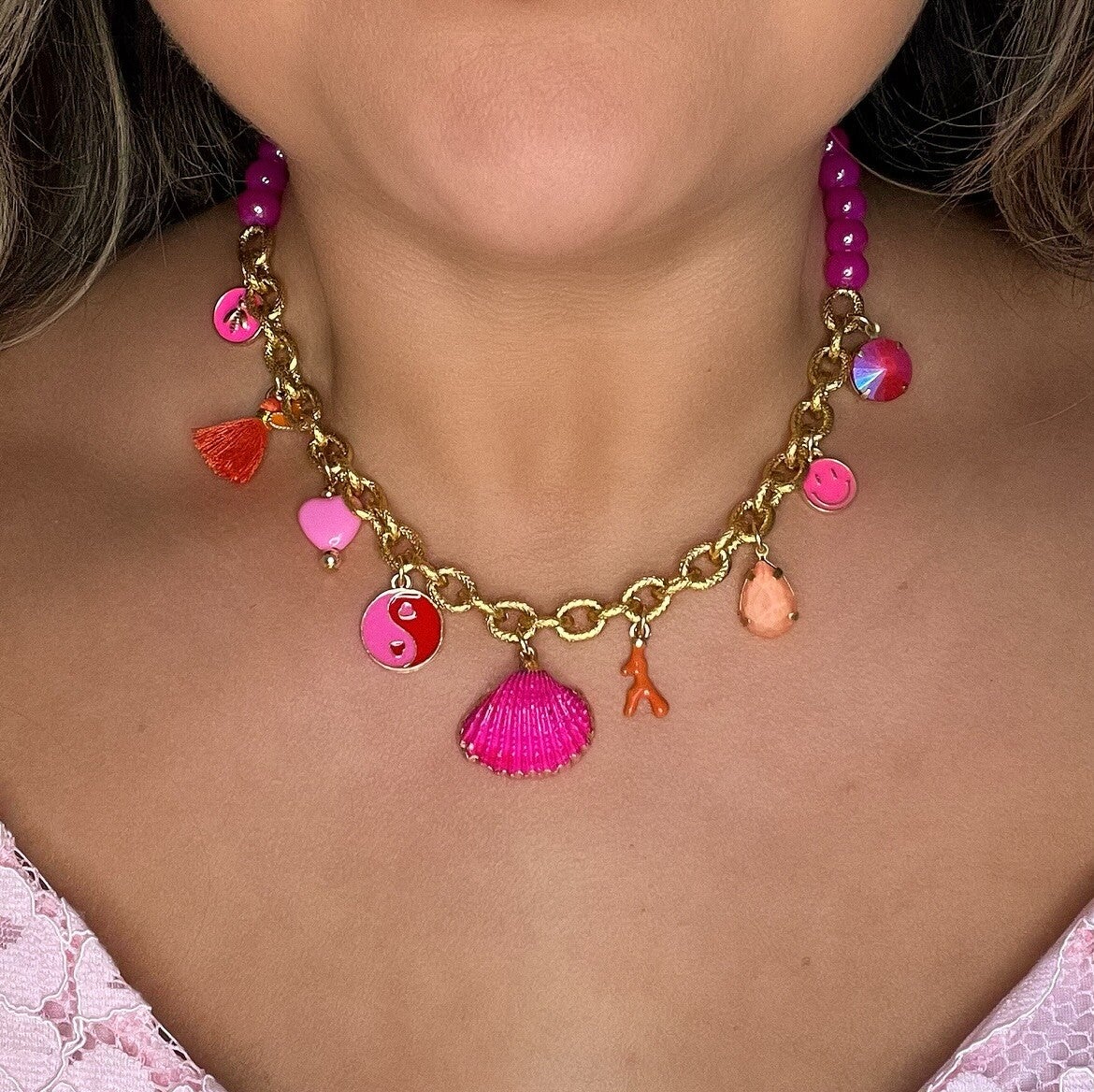 Necklace statement charms - I