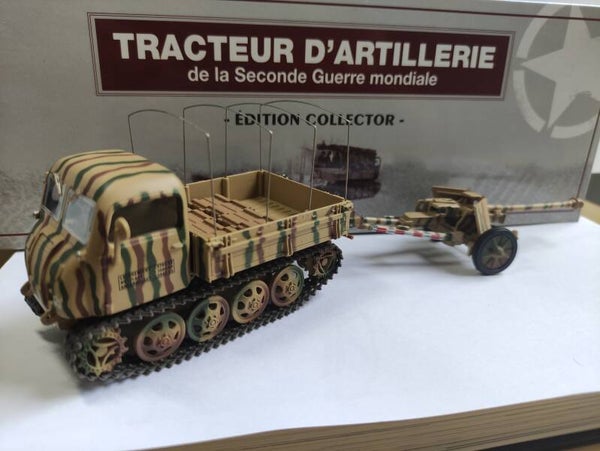 IXO 1/43 Rare tracteur d'artillerie type RSO et canon PaK 40 7,5cm Front Russe (Neuf)