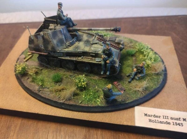 Diorama 1/48 Tamiya Marder III canon 7,5cm en Hollande 1944 "Pause Déjeuner"