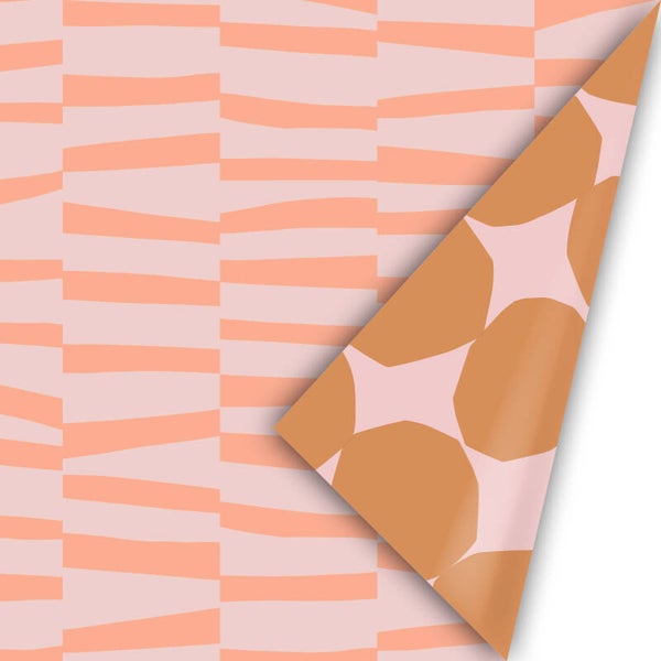 Cadeaupapier strepen peach/roze