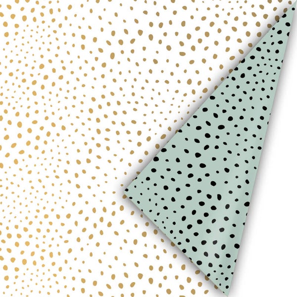 Cadeaupapier flocks wit goud groen