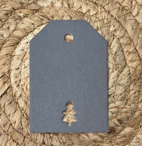 Cadeaulabel kerstboom vintage blauw