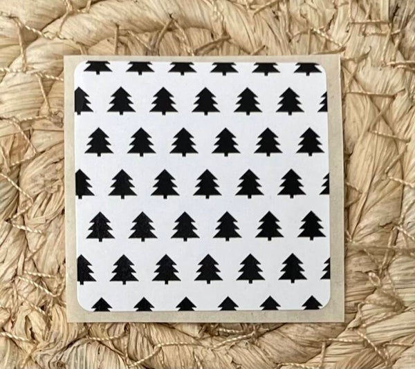 Stickers kerstbomen zwart wit | 10 stuks