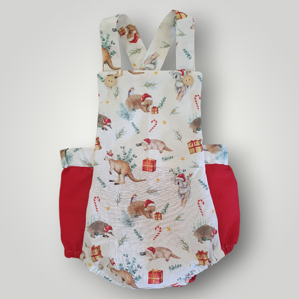 Aussie Animals Christmas Romper – Handmade Baby Cotton Outfit (Limited Edition)