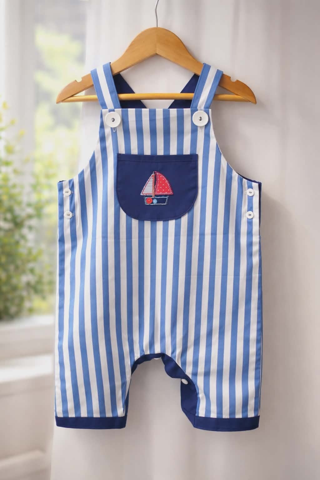 Sailboat Stripe Romper – Handmade Baby & Toddler Overalls