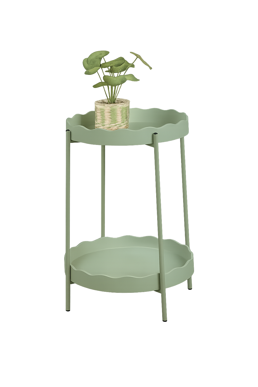 2-stöckiges Beistelltischchen matt Salbeigrün