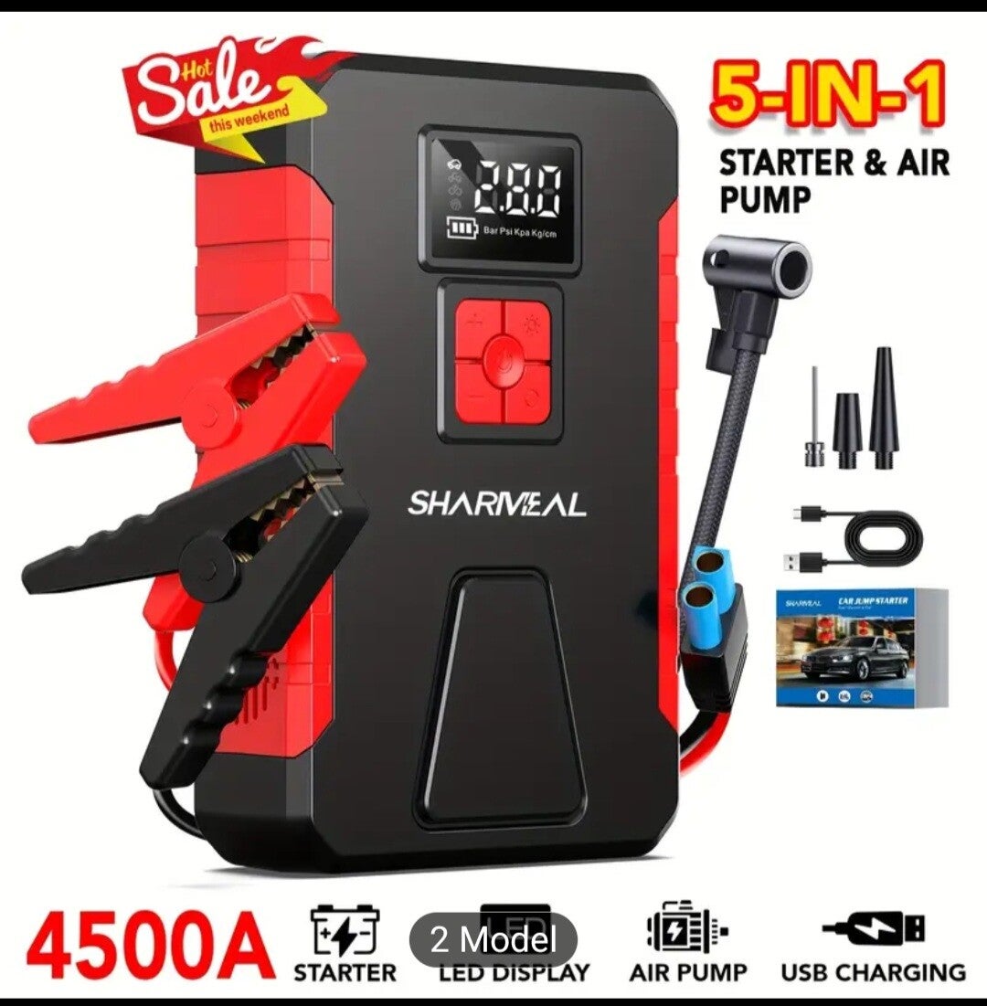 4500A Peak 12v Portable Jump Starter with Air Compressor