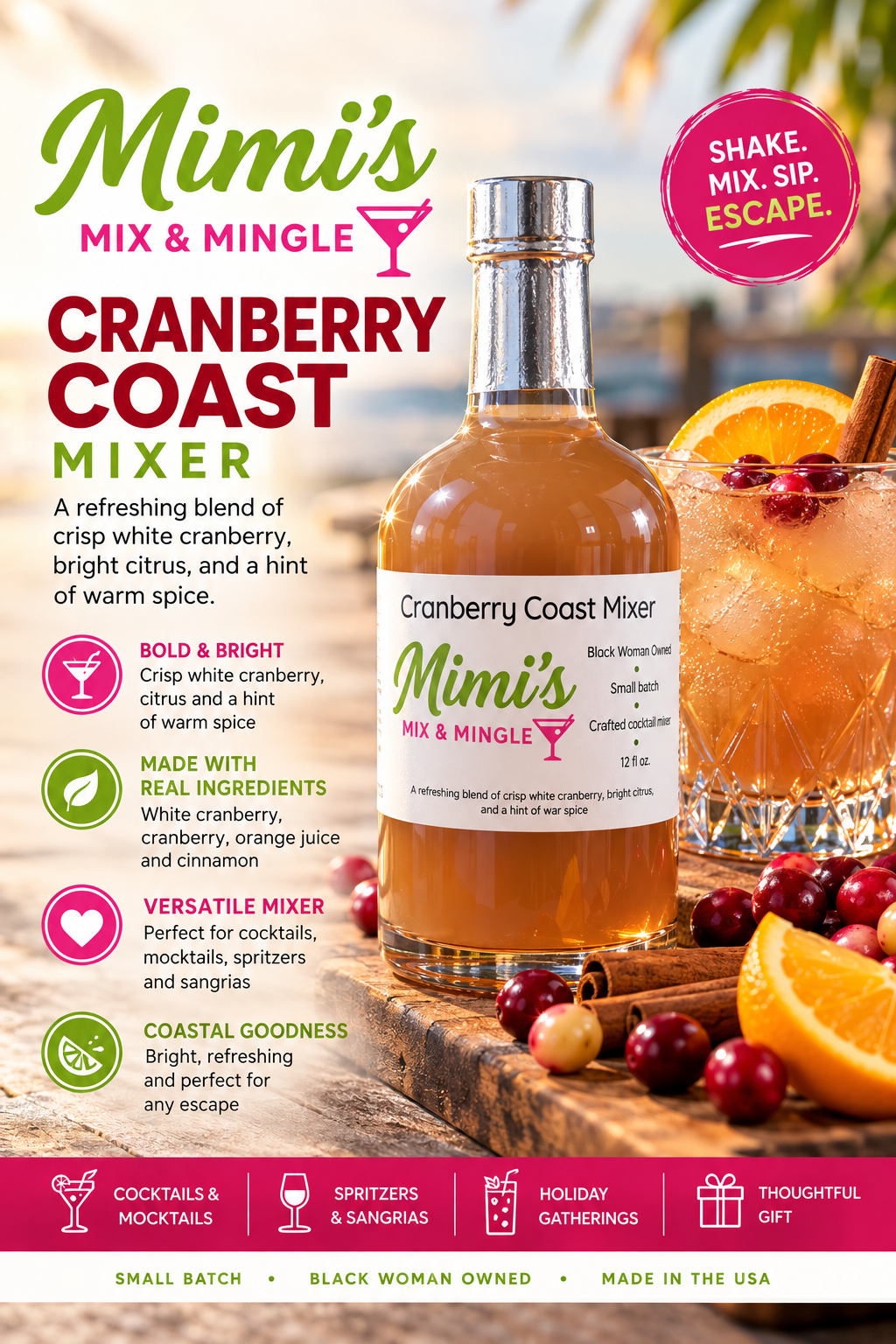 Mimi’s Cranberry Coast Mixer - Single Bottle