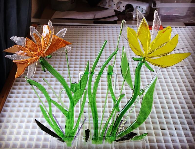 Staand object raam interieur decoraitie interieur bloemen glas caths  cathsglas abstract