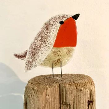 Roodborstje gemaakt van glas - glasfusing