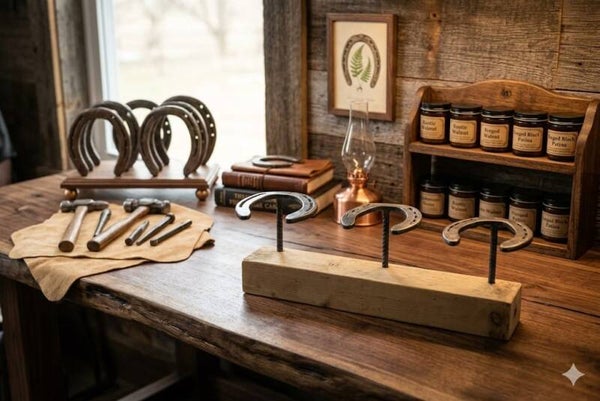 Hoefijzer 3 kaarsenhouders in blok