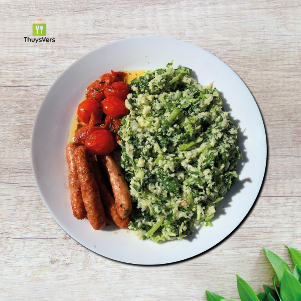 Raapstelen met bloemkool stamppot (koolhydraat arm)