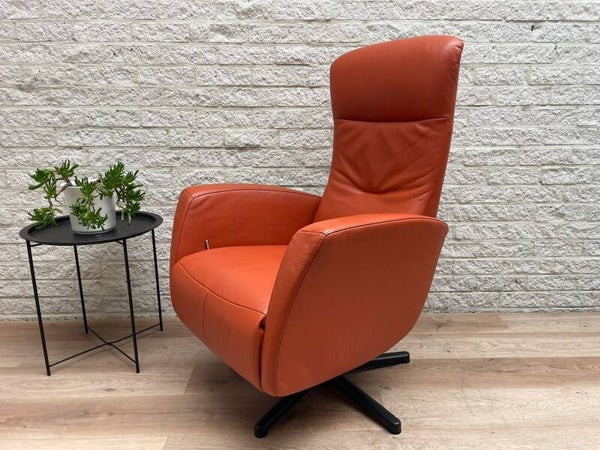 Ciar Large relax fauteuil handmatig verstelbaar en draaibaar stoel leer oranje
