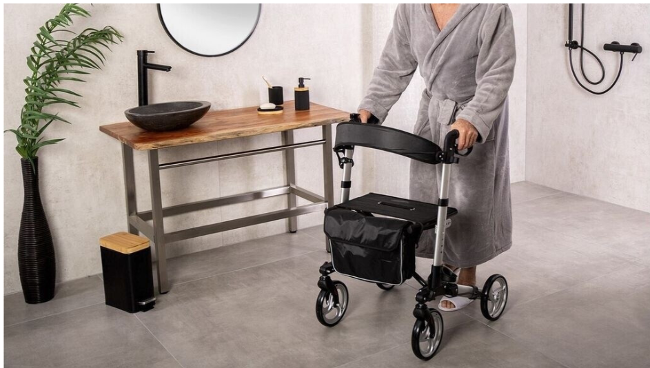 Dubbel Opvouwbare Rollator Incl. zitje & boodschappentas