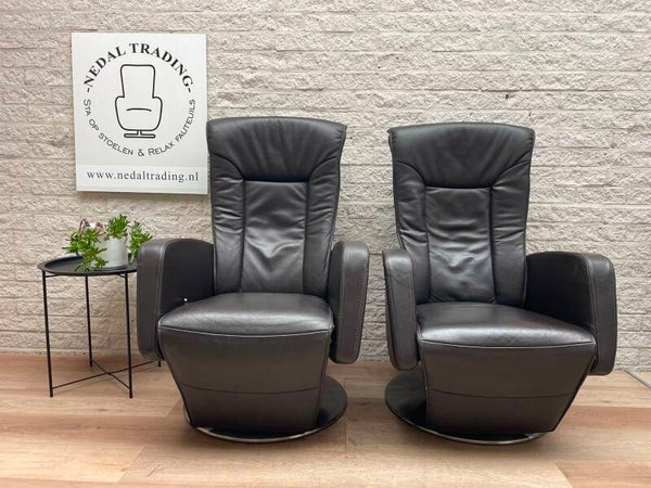 Set C-Zone relax fauteuils relax fauteuil, relaxstoel Leer