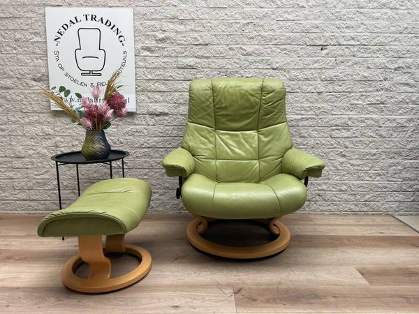 Luxe leren Stressless relax fauteuil, relax stoel draaibaar