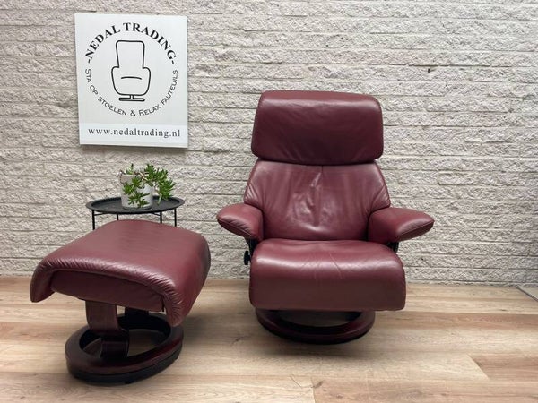 Luxe leren Stressless relax fauteuil, relax stoel draaibaar