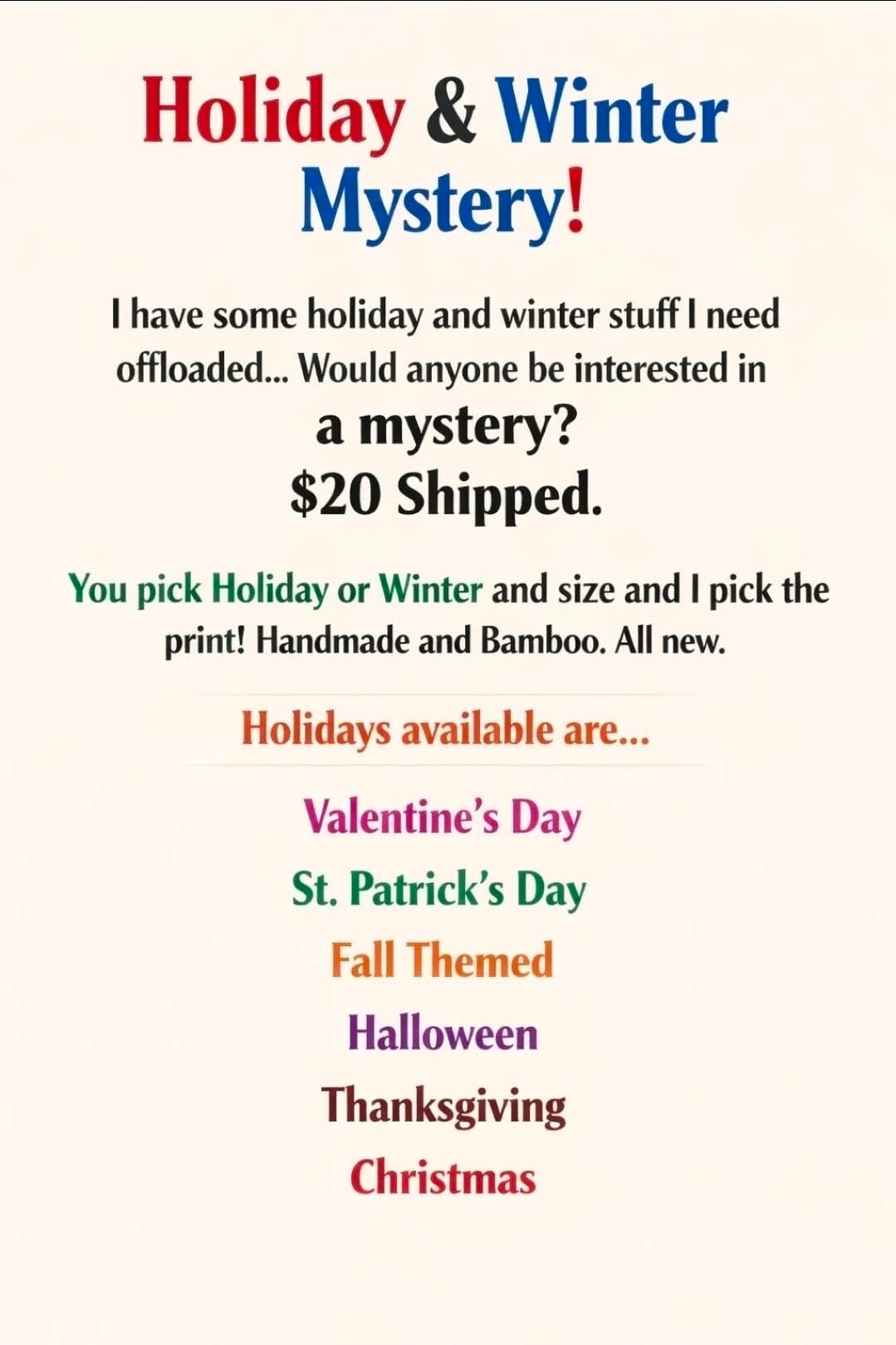 RTS!!! NEW Mystery Bamboo & Handmade!!!