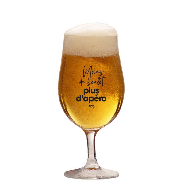 Verre à bière Moins de boulot, plus d'apéro