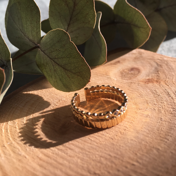 Dubbele ring met kleine rhinestone