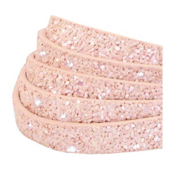 Imi leer met glitters salmon pink 10 mm