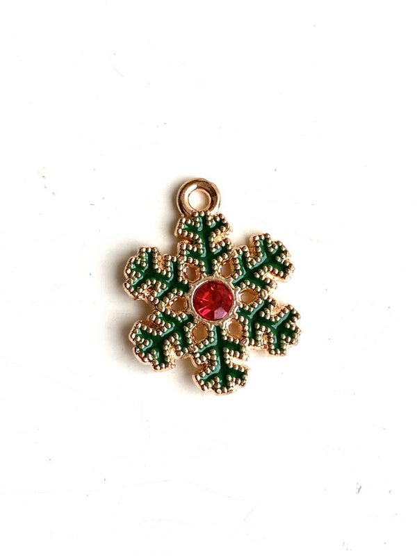 Sneeuw vlok. Kerst bedel goud / groen