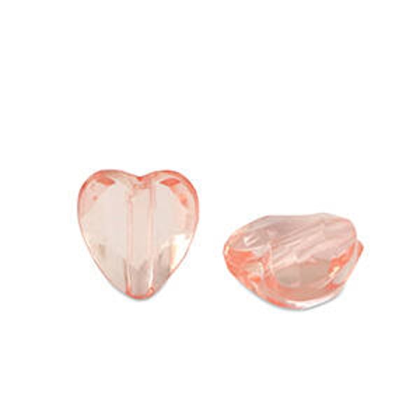 Acryl kralen heart Salmon pink transparent