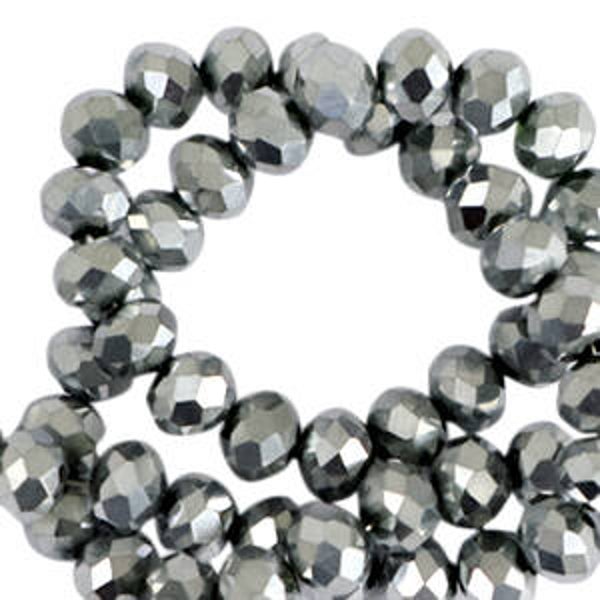 Facet kralen 4x3 mm zilver pearl shine coating