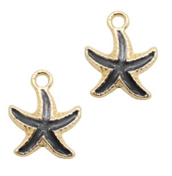 Metaal bedel seastar gold black