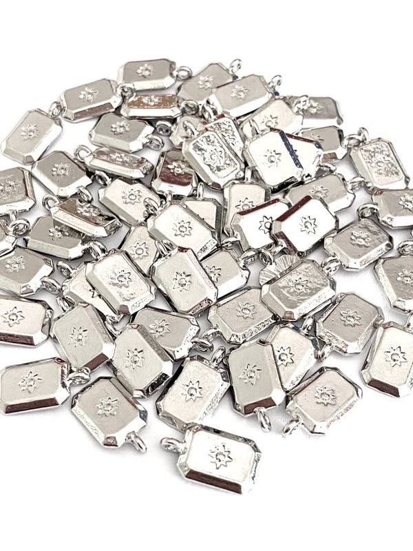 Bedel / hanger 3D tag zon metaal zilver