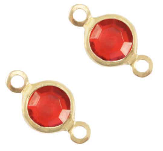 Dq Metaal bedel tussenstuk Gold-Salsa red crystal