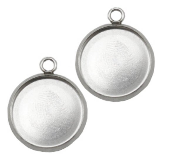 Bedel / hanger stainless steel voor 12mm cabochon  Rvs