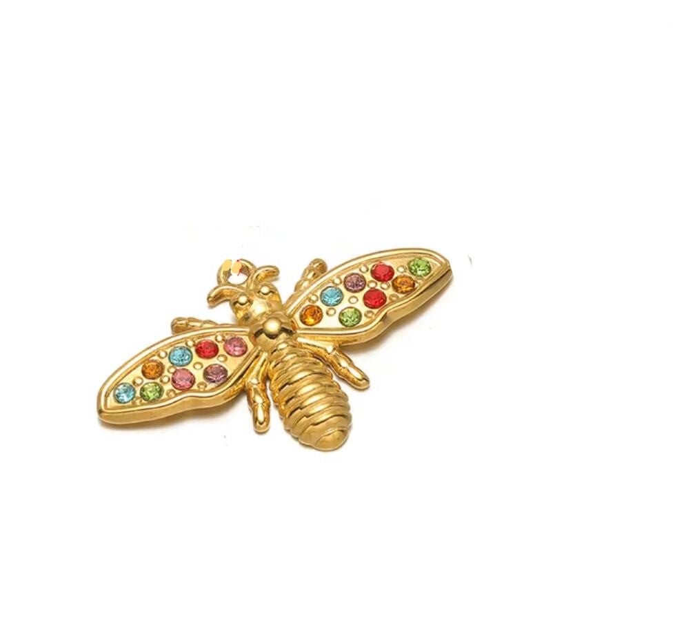 Bedel bij stainless steel goud/multicolor