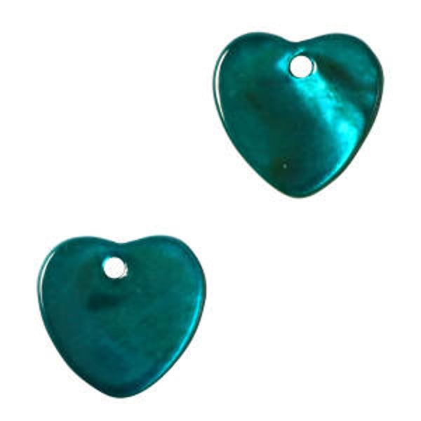 Schelp hanger heart teal blue