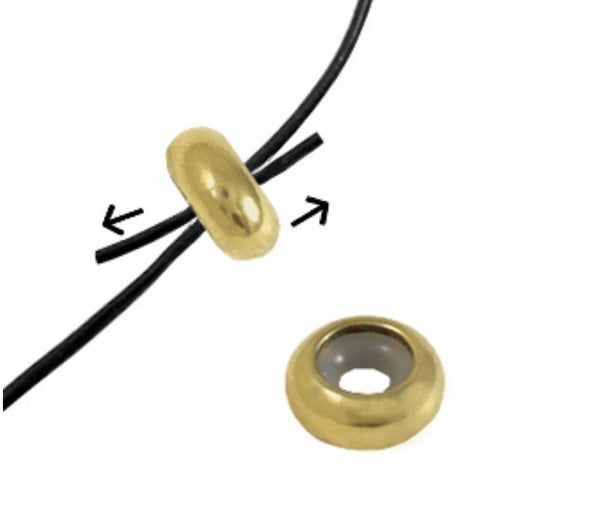 Stainless steel slot /  bead stopper 9x4mm goud
