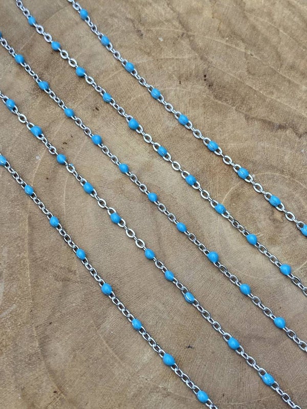 Stainless steel bolletjes jasseron 2mm turqoise - zilver