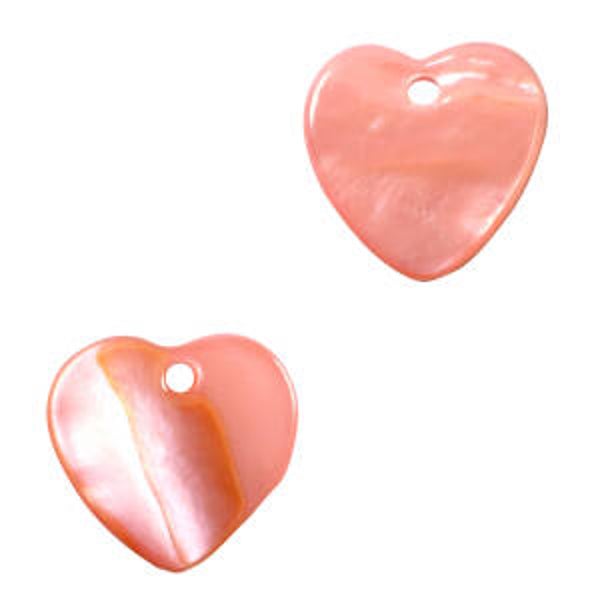 Schelp hanger heart coral pink