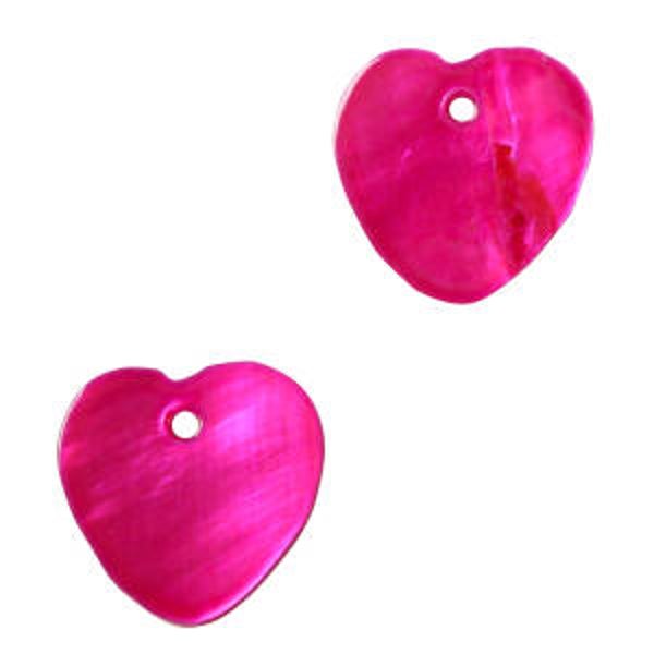 Schelp hanger heart magenta pink